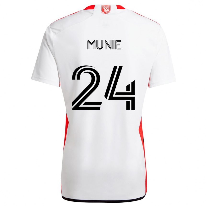 Kids Football Daniel Munie #24 White Red Away Jersey 2024/25 T-Shirt Uk