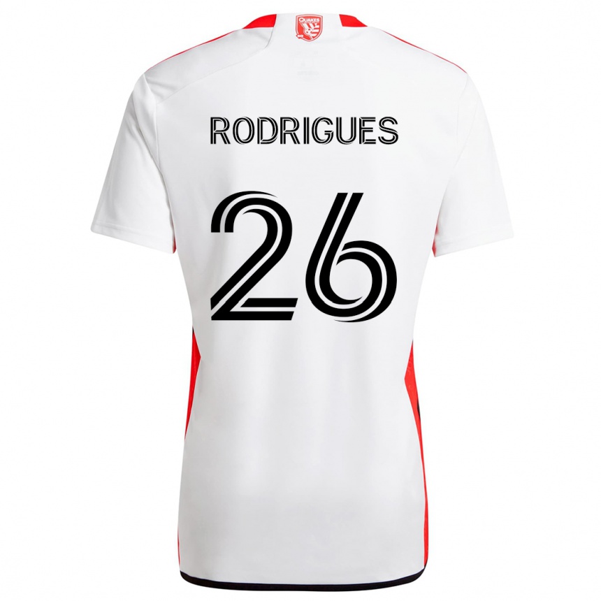 Kids Football Rodrigues #26 White Red Away Jersey 2024/25 T-Shirt Uk