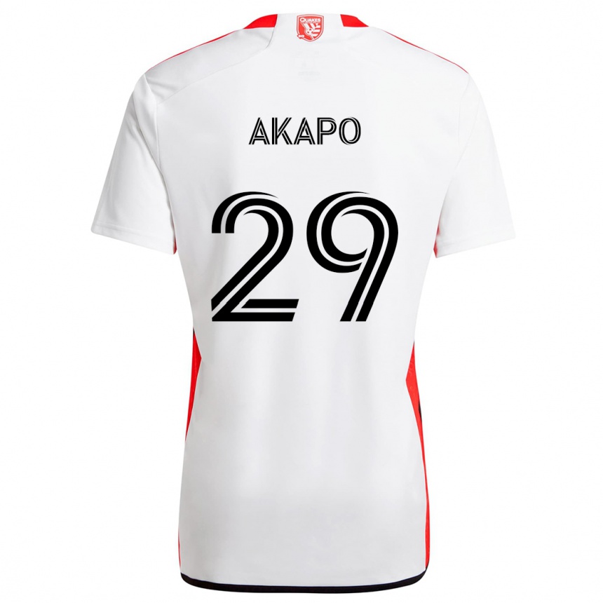 Kids Football Carlos Akapo #29 White Red Away Jersey 2024/25 T-Shirt Uk