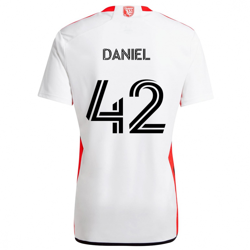 Kids Football Daniel #42 White Red Away Jersey 2024/25 T-Shirt Uk