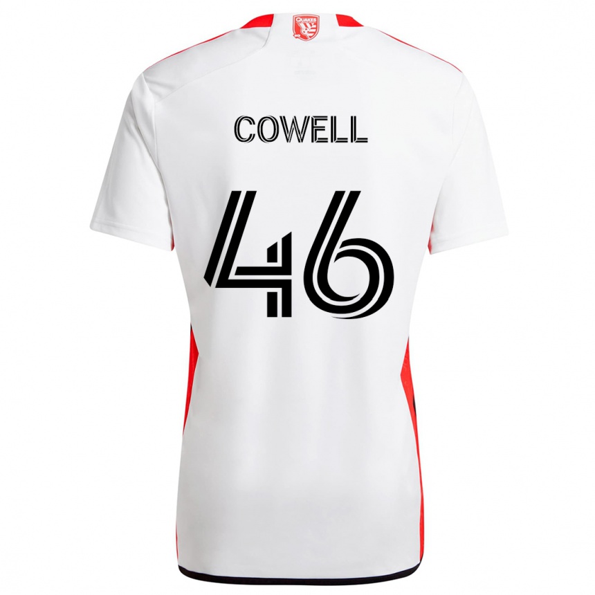 Kids Football Chance Cowell #46 White Red Away Jersey 2024/25 T-Shirt Uk