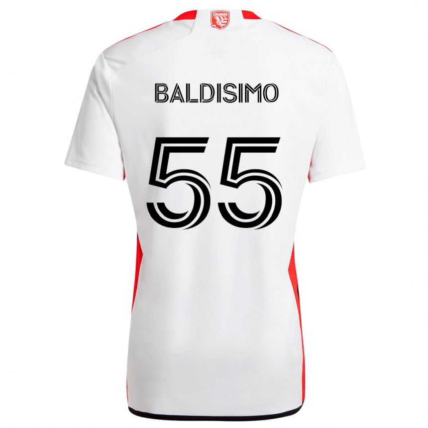 Kids Football Michael Baldisimo #55 White Red Away Jersey 2024/25 T-Shirt Uk