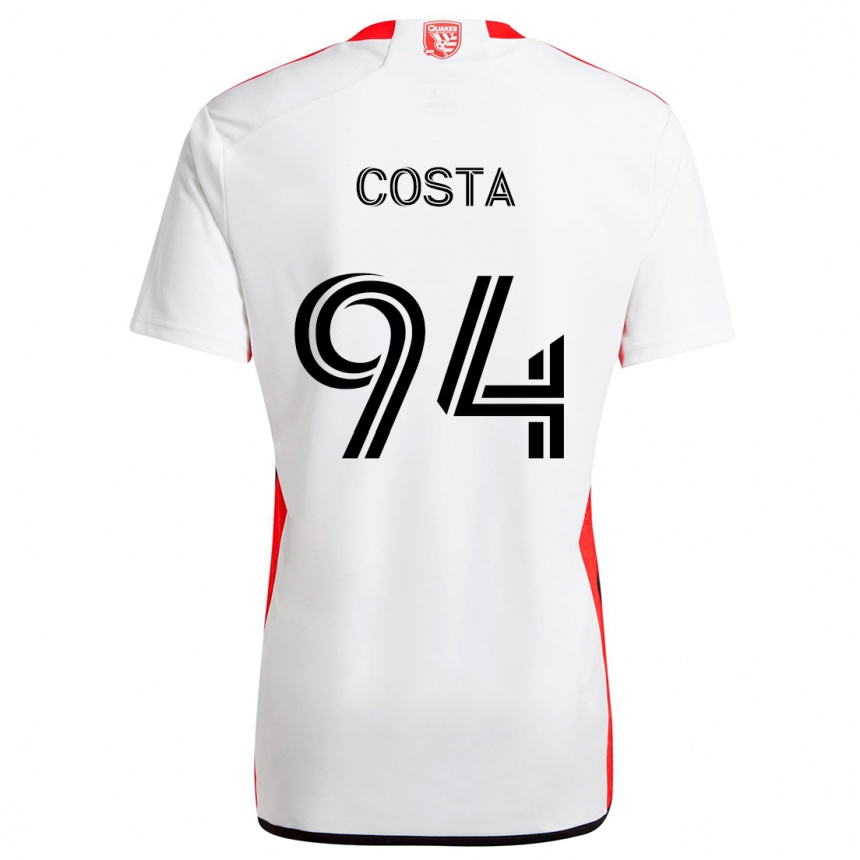 Kids Football Vítor Costa #94 White Red Away Jersey 2024/25 T-Shirt Uk