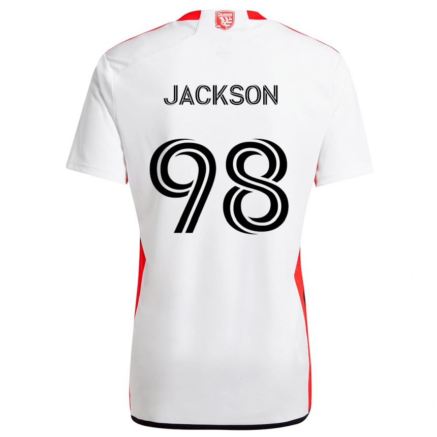 Kids Football Jacob Jackson #98 White Red Away Jersey 2024/25 T-Shirt Uk