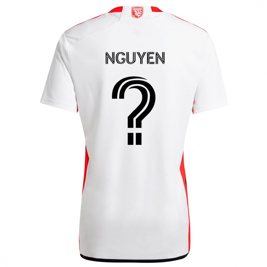 Kids Football Christopher Nguyen #0 White Red Away Jersey 2024/25 T-Shirt Uk