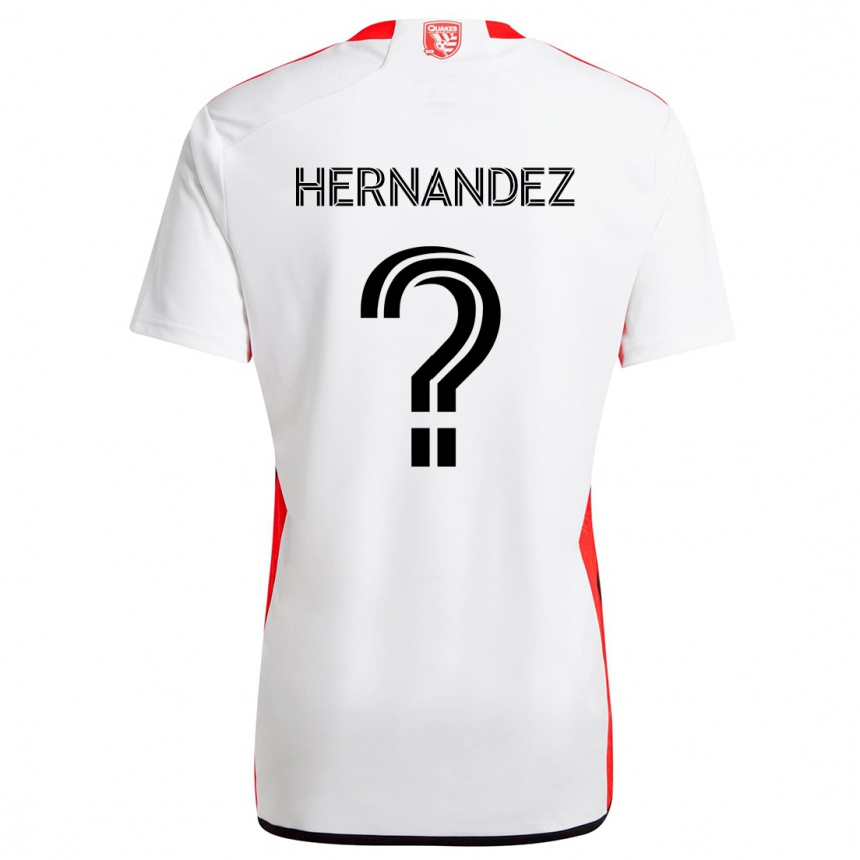 Kids Football Oliver Hernandez #0 White Red Away Jersey 2024/25 T-Shirt Uk