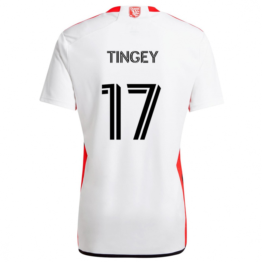 Kids Football Keegan Tingey #17 White Red Away Jersey 2024/25 T-Shirt Uk