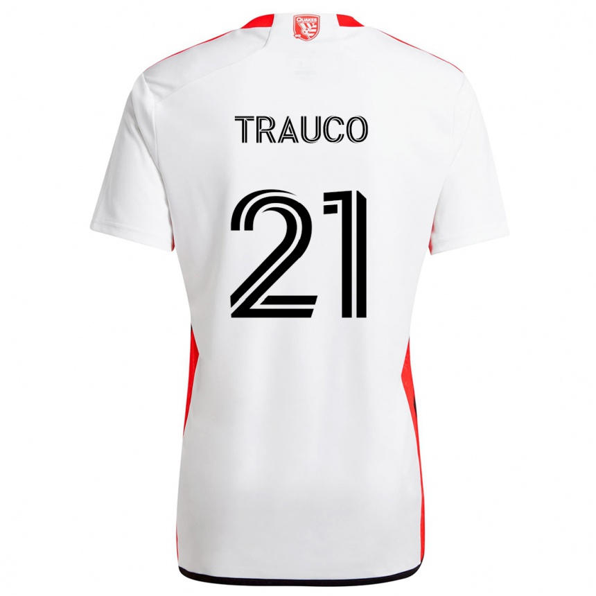 Kids Football Miguel Trauco #21 White Red Away Jersey 2024/25 T-Shirt Uk