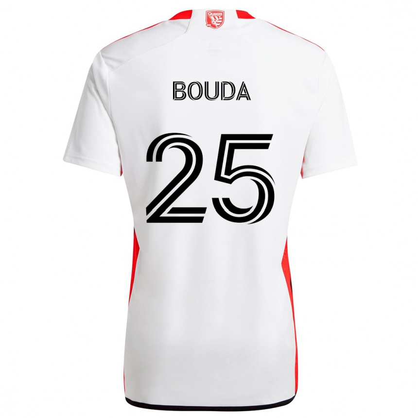 Kids Football Ousseni Bouda #25 White Red Away Jersey 2024/25 T-Shirt Uk