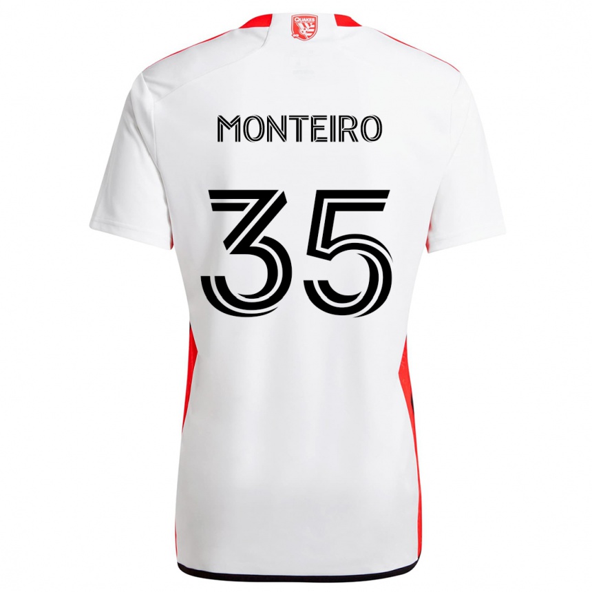 Kids Football Jamiro Monteiro #35 White Red Away Jersey 2024/25 T-Shirt Uk