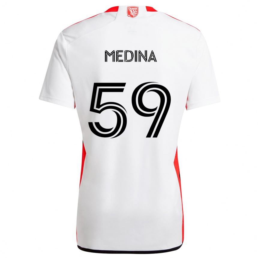 Kids Football Cruz Medina #59 White Red Away Jersey 2024/25 T-Shirt Uk