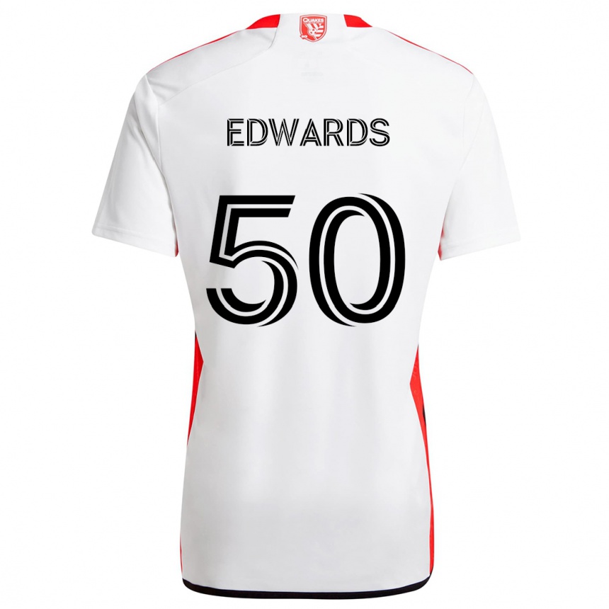 Kids Football Aaron Edwards #50 White Red Away Jersey 2024/25 T-Shirt Uk