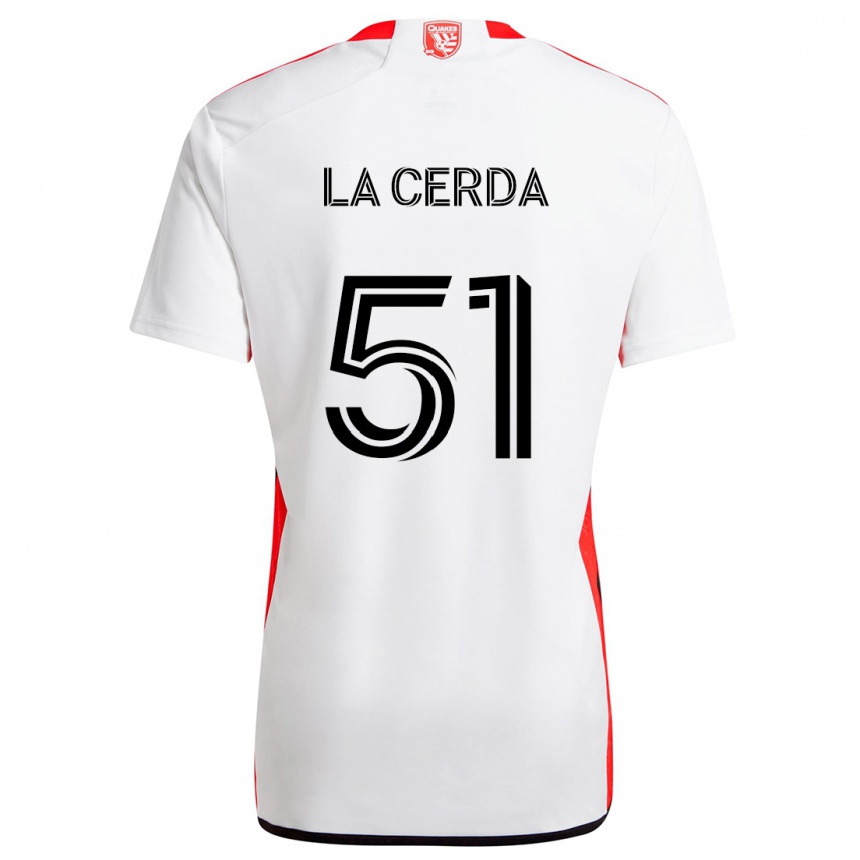 Kids Football Eric De La Cerda #51 White Red Away Jersey 2024/25 T-Shirt Uk