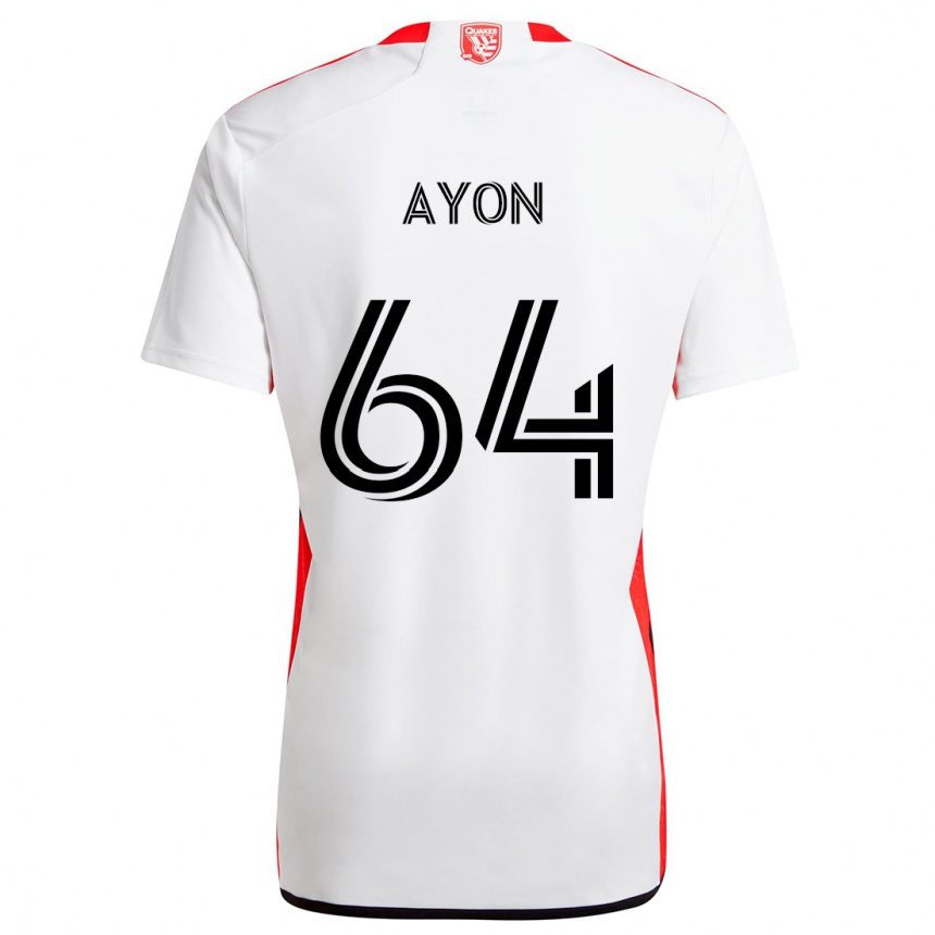 Kids Football Jerry Ayon #64 White Red Away Jersey 2024/25 T-Shirt Uk