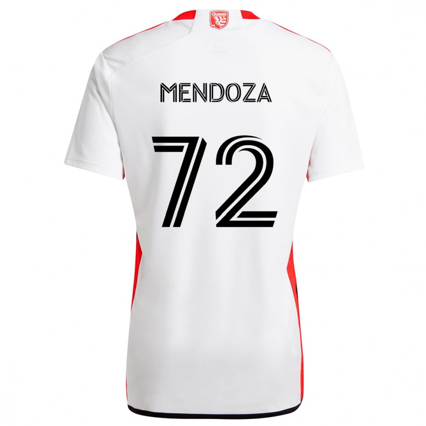 Kids Football Edwyn Mendoza #72 White Red Away Jersey 2024/25 T-Shirt Uk