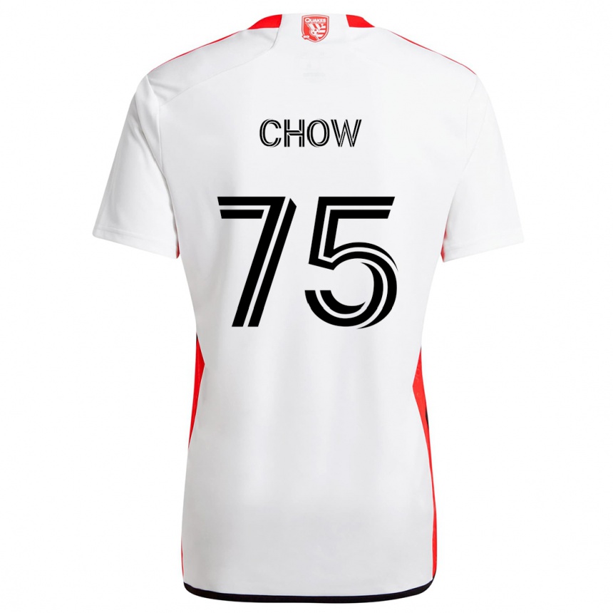 Kids Football Alex Chow #75 White Red Away Jersey 2024/25 T-Shirt Uk