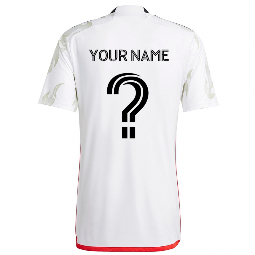 Kids Football Your Name #0 White Red Black Away Jersey 2024/25 T-Shirt Uk