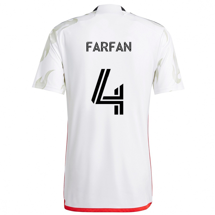 Kids Football Marco Farfán #4 White Red Black Away Jersey 2024/25 T-Shirt Uk