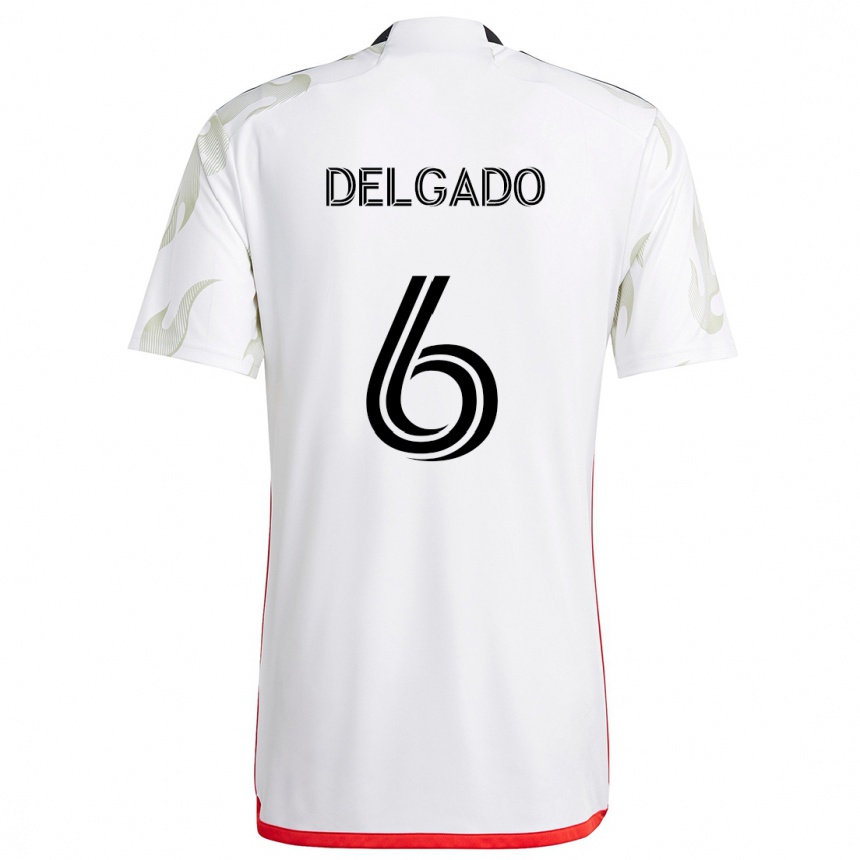 Kids Football Patrickson Delgado #6 White Red Black Away Jersey 2024/25 T-Shirt Uk