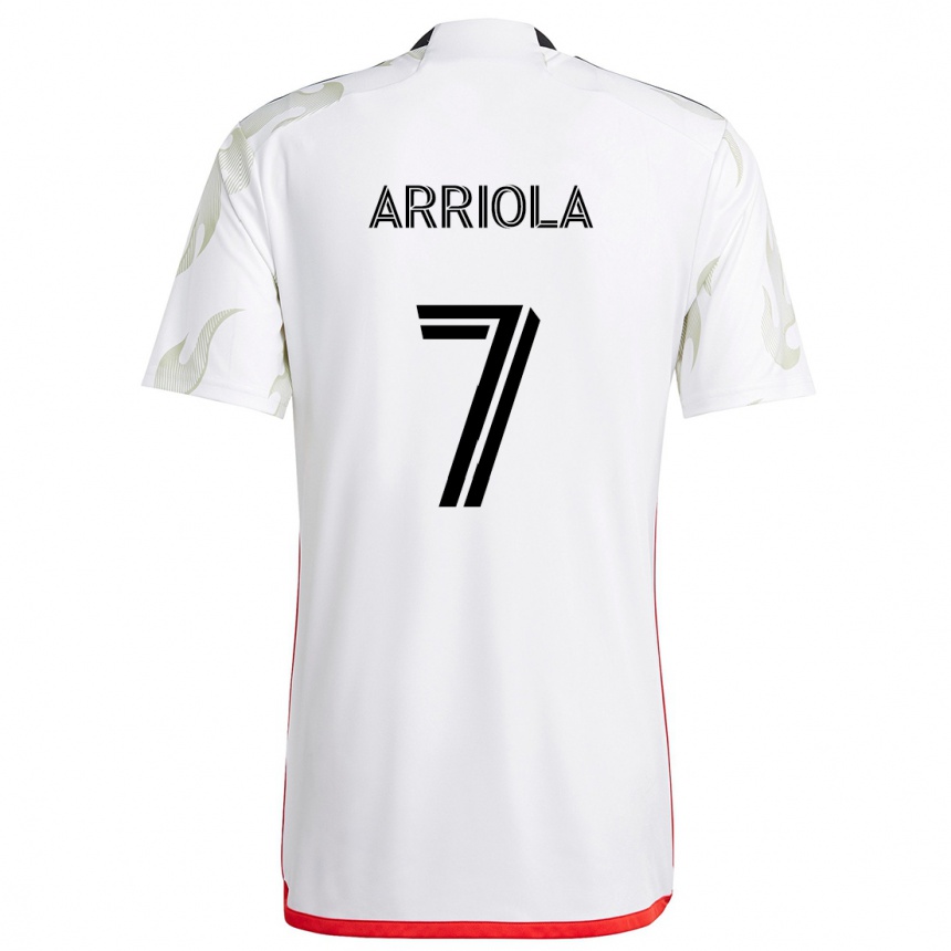 Kids Football Paul Arriola #7 White Red Black Away Jersey 2024/25 T-Shirt Uk