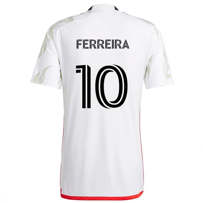 Kids Football Jesús Ferreira #10 White Red Black Away Jersey 2024/25 T-Shirt Uk