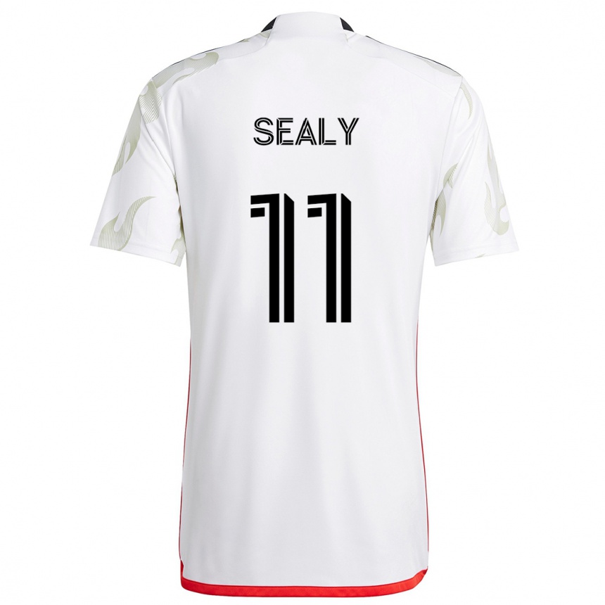 Kids Football Dante Sealy #11 White Red Black Away Jersey 2024/25 T-Shirt Uk