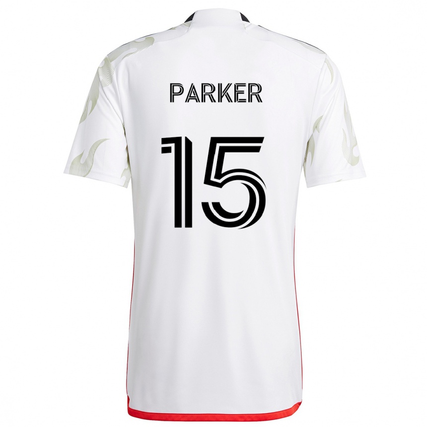 Kids Football Isaiah Parker #15 White Red Black Away Jersey 2024/25 T-Shirt Uk