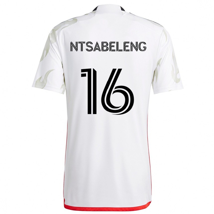 Kids Football Tsiki Ntsabeleng #16 White Red Black Away Jersey 2024/25 T-Shirt Uk