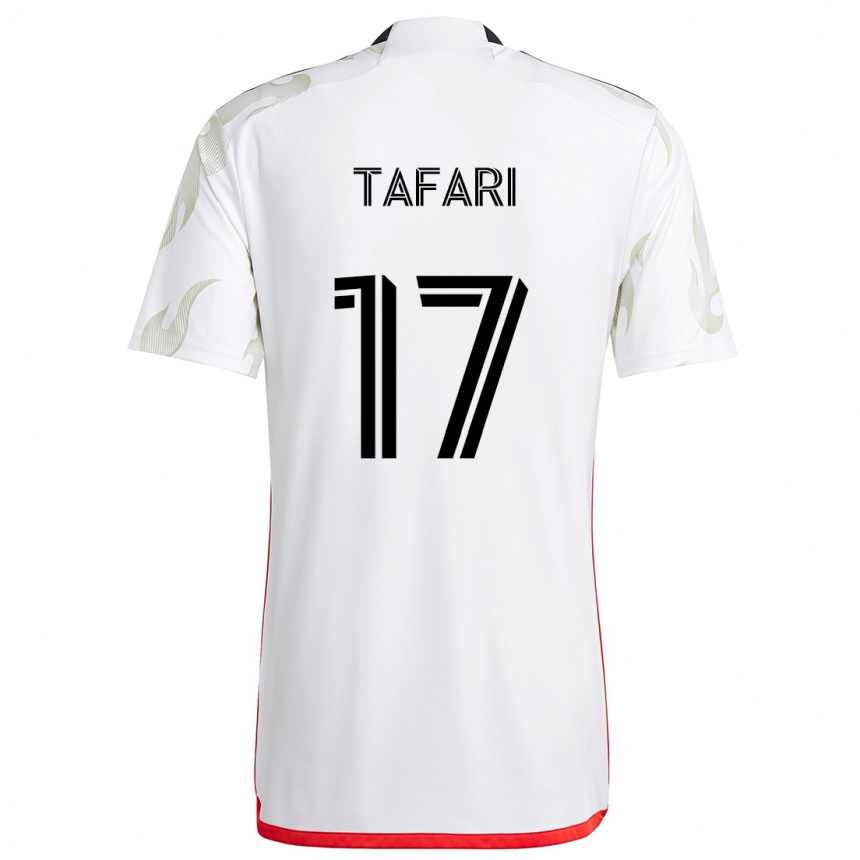 Kids Football Nkosi Tafari #17 White Red Black Away Jersey 2024/25 T-Shirt Uk