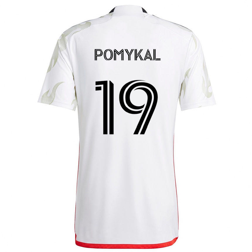 Kids Football Paxton Pomykal #19 White Red Black Away Jersey 2024/25 T-Shirt Uk