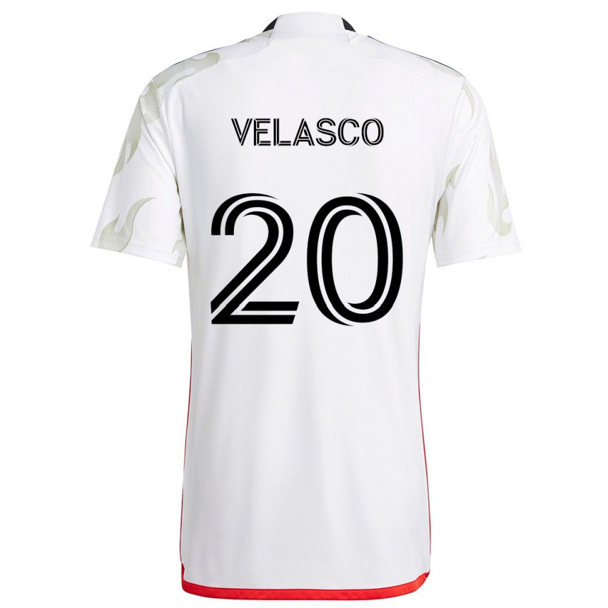 Kids Football Alan Velasco #20 White Red Black Away Jersey 2024/25 T-Shirt Uk