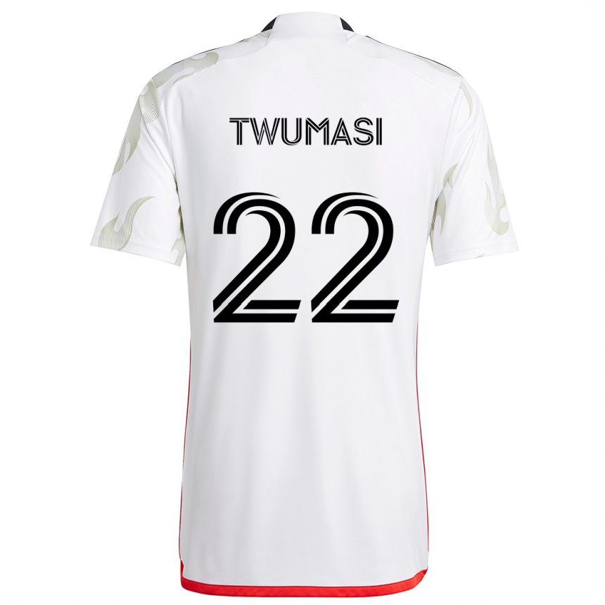 Kids Football Ema Twumasi #22 White Red Black Away Jersey 2024/25 T-Shirt Uk