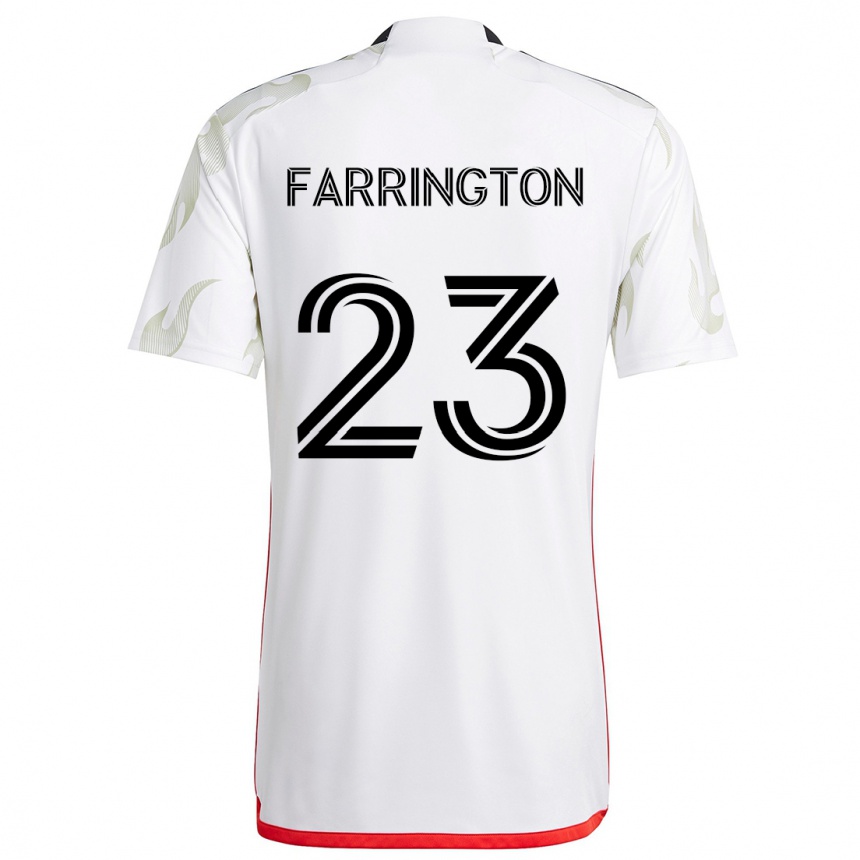 Kids Football Logan Farrington #23 White Red Black Away Jersey 2024/25 T-Shirt Uk