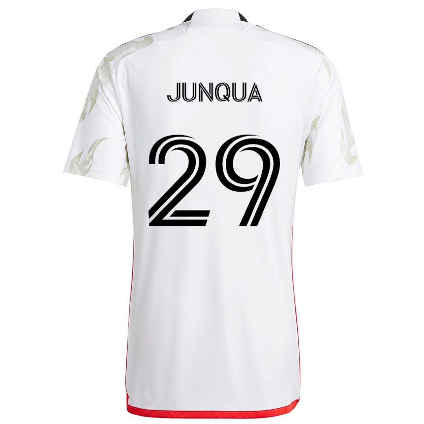 Kids Football Sam Junqua #29 White Red Black Away Jersey 2024/25 T-Shirt Uk