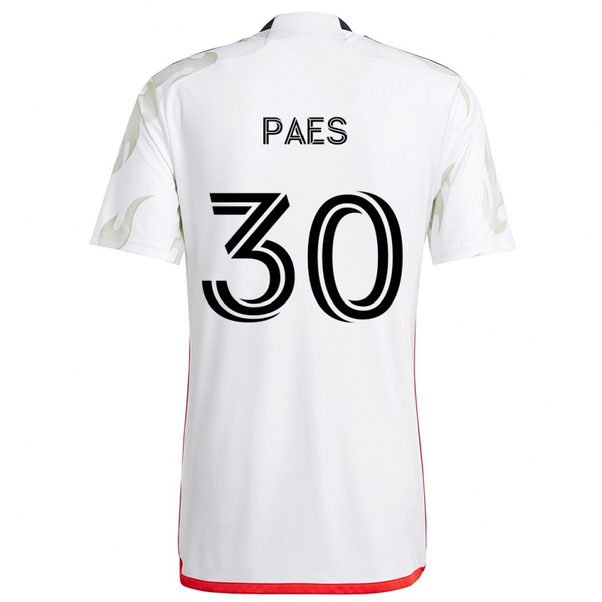 Kids Football Maarten Paes #30 White Red Black Away Jersey 2024/25 T-Shirt Uk