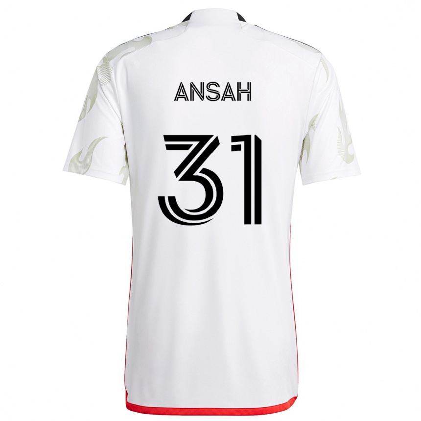 Kids Football Eugene Ansah #31 White Red Black Away Jersey 2024/25 T-Shirt Uk