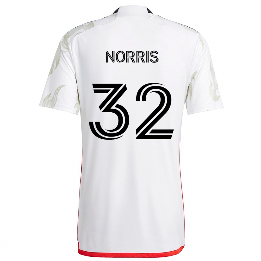 Kids Football Nolan Norris #32 White Red Black Away Jersey 2024/25 T-Shirt Uk