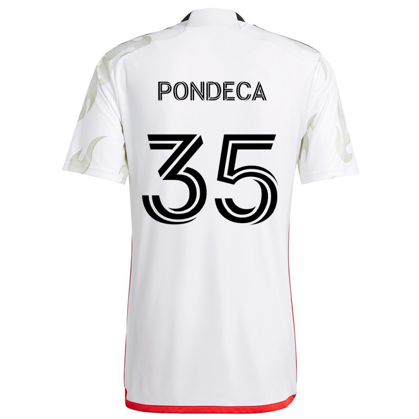 Kids Football Tomas Pondeca #35 White Red Black Away Jersey 2024/25 T-Shirt Uk