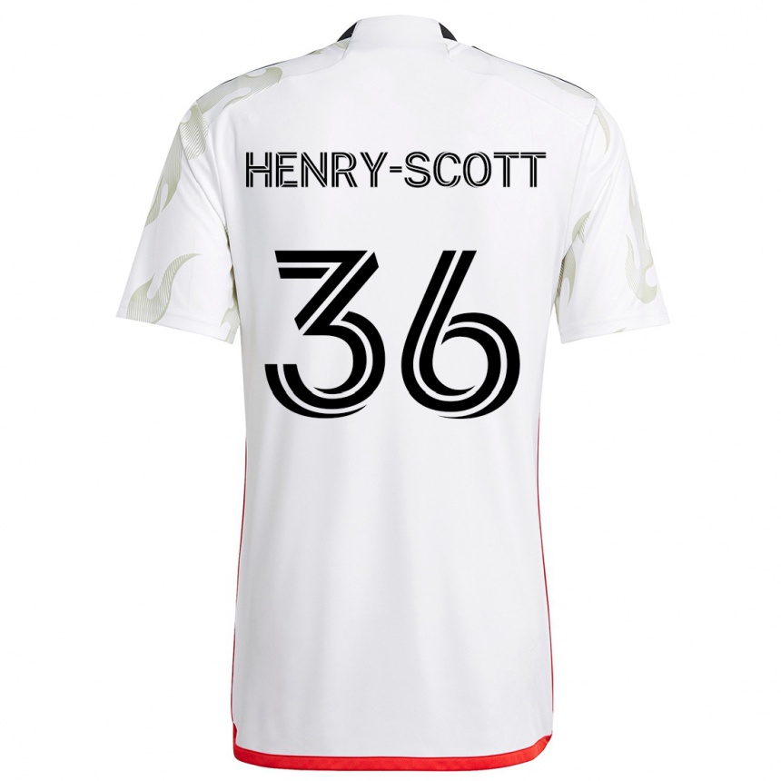 Kids Football Malik Henry-Scott #36 White Red Black Away Jersey 2024/25 T-Shirt Uk