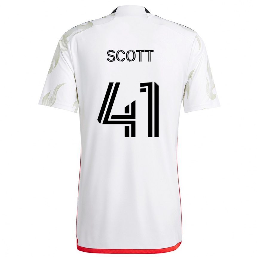 Kids Football Tarik Scott #41 White Red Black Away Jersey 2024/25 T-Shirt Uk