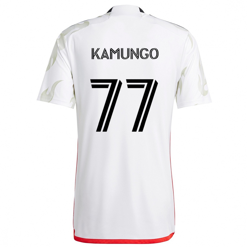 Kids Football Bernard Kamungo #77 White Red Black Away Jersey 2024/25 T-Shirt Uk