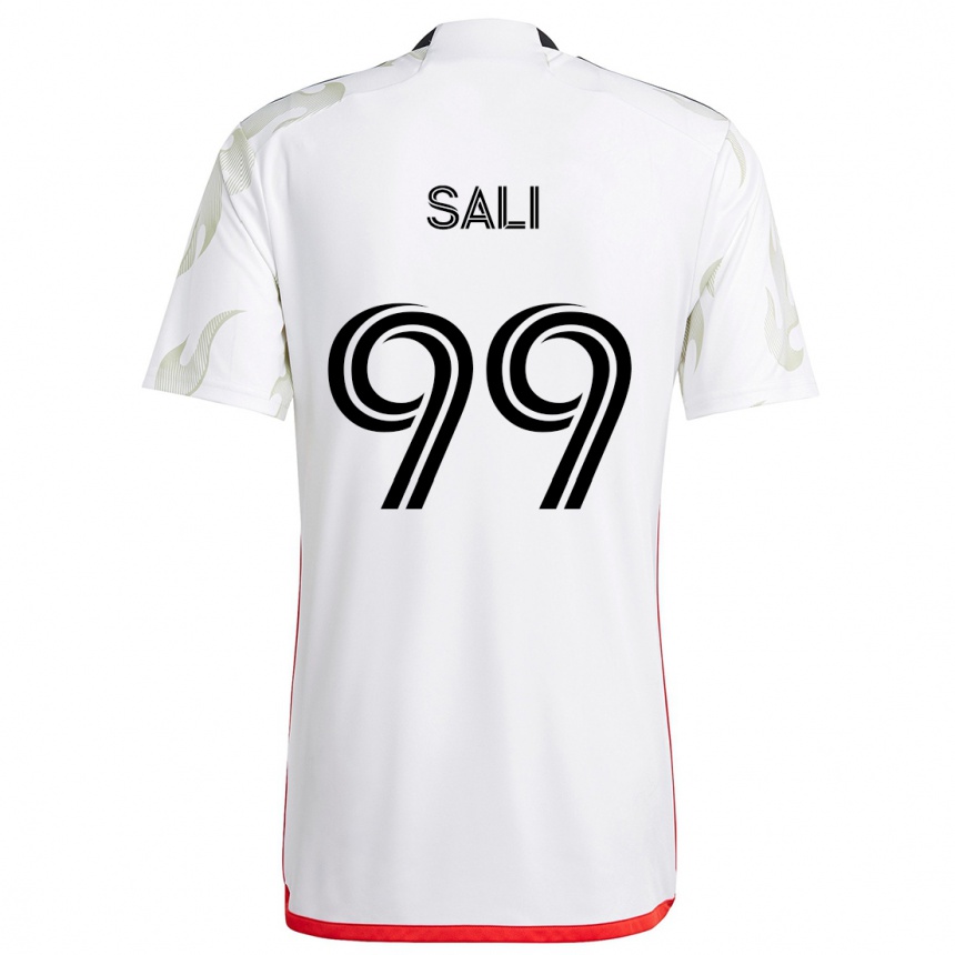 Kids Football Enes Sali #99 White Red Black Away Jersey 2024/25 T-Shirt Uk