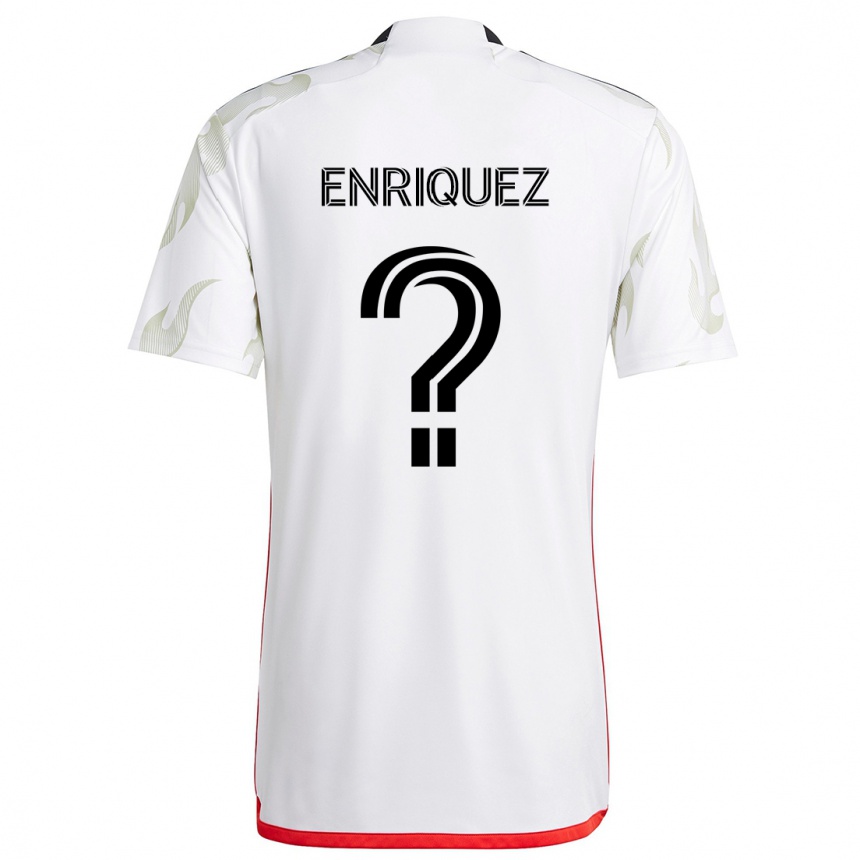 Kids Football Fabian Enriquez #0 White Red Black Away Jersey 2024/25 T-Shirt Uk