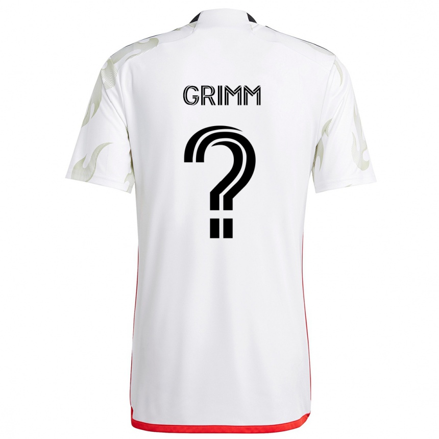 Kids Football Mason Grimm #0 White Red Black Away Jersey 2024/25 T-Shirt Uk