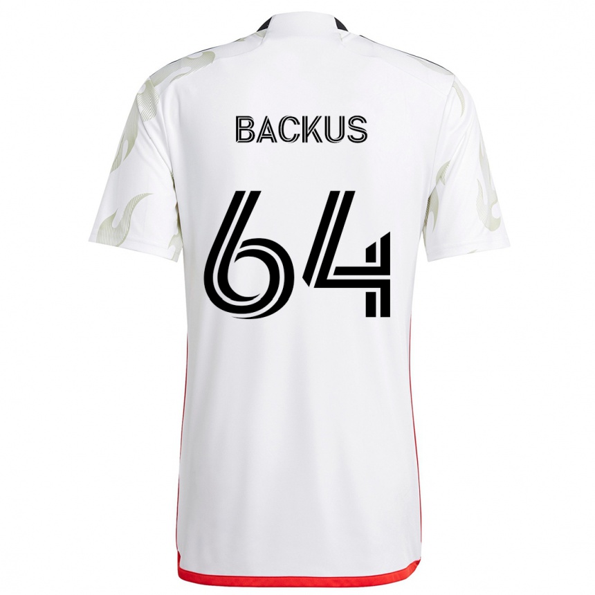 Kids Football Braeden Backus #64 White Red Black Away Jersey 2024/25 T-Shirt Uk