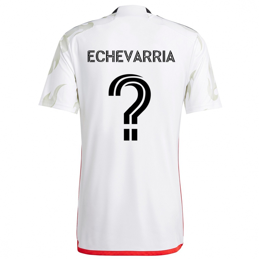 Kids Football Diego Echevarria #0 White Red Black Away Jersey 2024/25 T-Shirt Uk