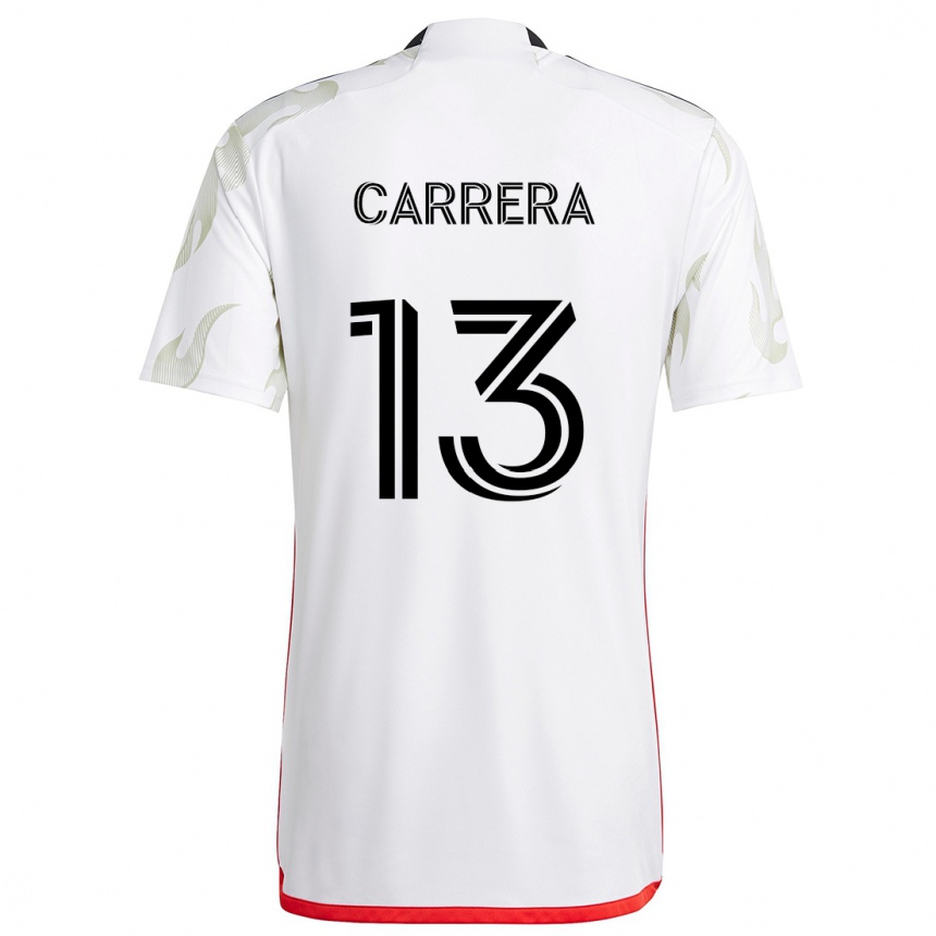 Kids Football Antonio Carrera #13 White Red Black Away Jersey 2024/25 T-Shirt Uk