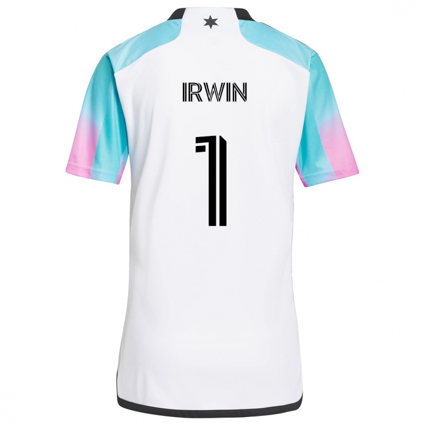 Kids Football Clint Irwin #1 White Blue Black Away Jersey 2024/25 T-Shirt Uk