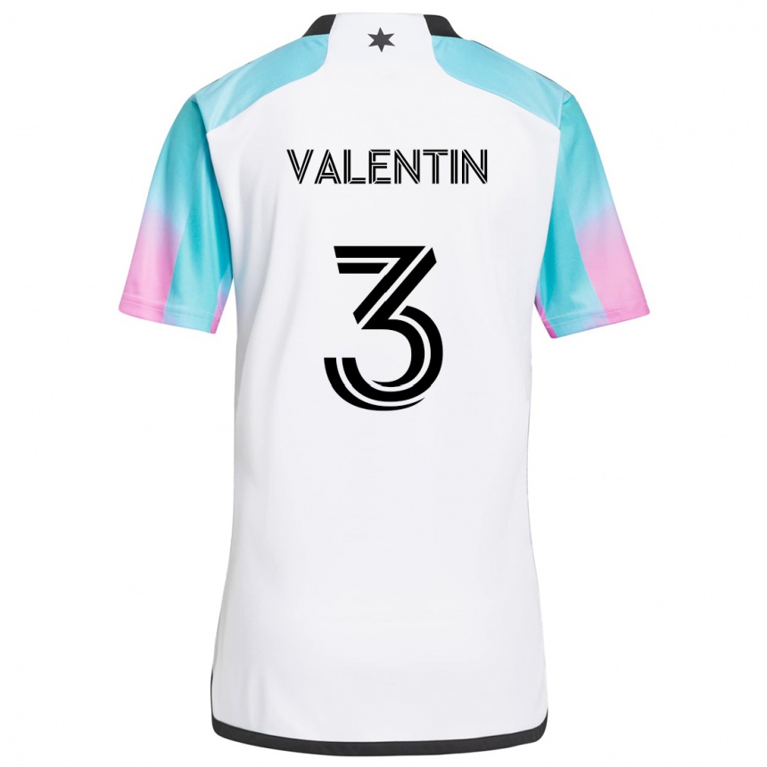 Kids Football Zarek Valentin #3 White Blue Black Away Jersey 2024/25 T-Shirt Uk