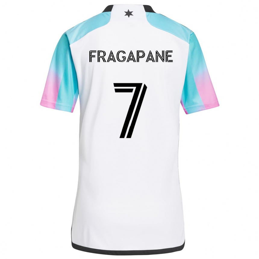 Kids Football Franco Fragapane #7 White Blue Black Away Jersey 2024/25 T-Shirt Uk